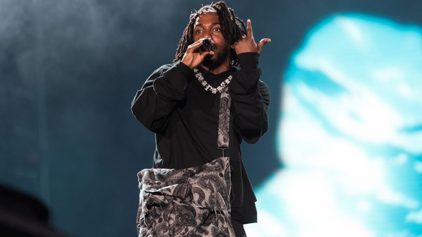 Kendrick Lamar is seen performing live for fans