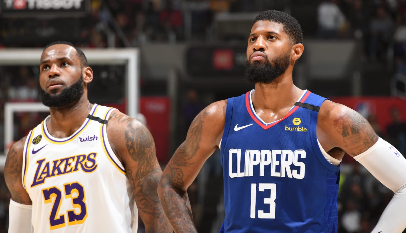 LeBron James and Paul George square off during the 2020 regular season