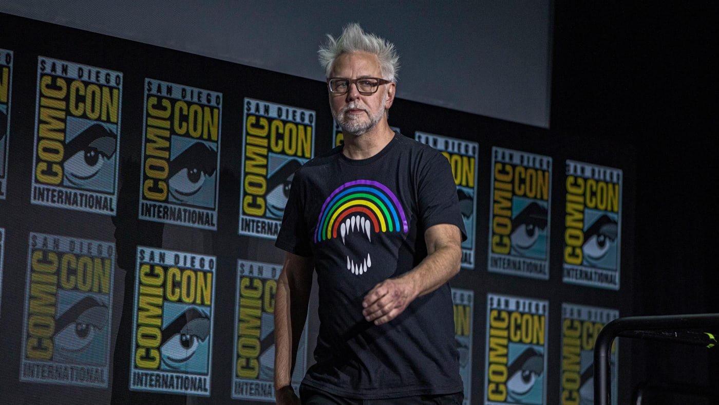 James Gunn speaks onstage at the Marvel Cinematic Universe Mega Panel during 2022 Comic Con