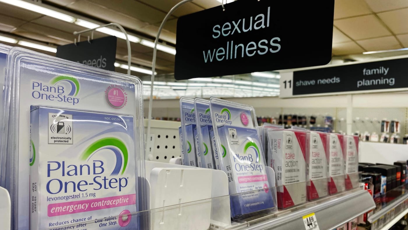 Plan B, emergency contraceptive, on the self in a drug store in Annapolis, Maryland