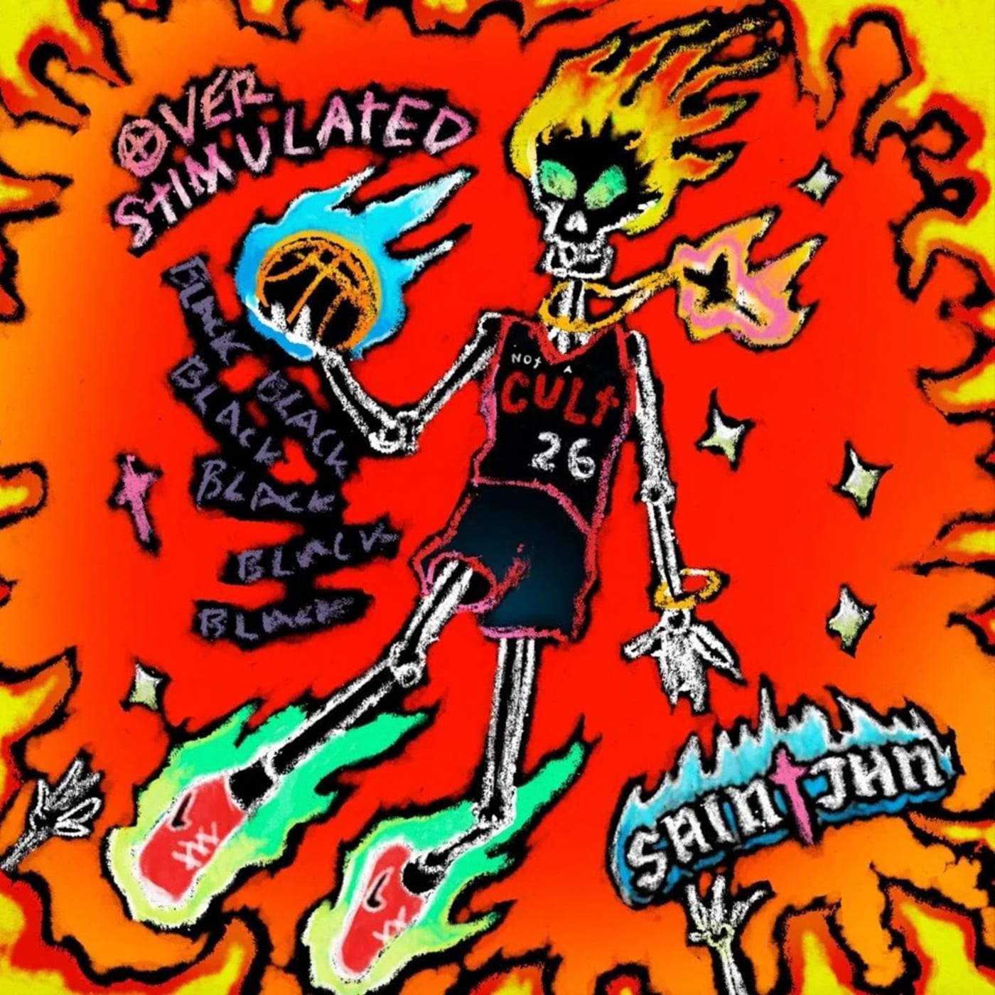 The cover art for Saint Jhn's new song "Overstimualted"