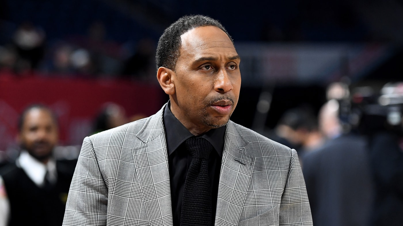 Stephen A. Smith looks on before the 2020 NBA All-Star Celebrity Game.