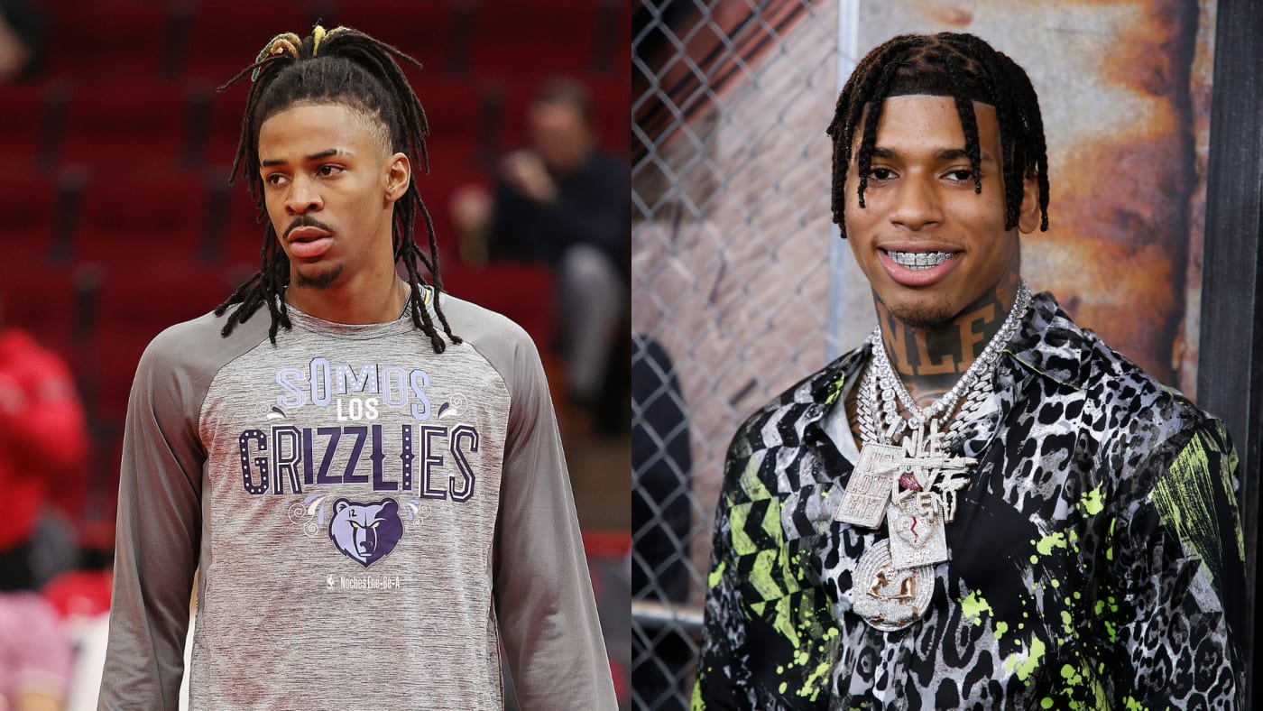 This is an image of Ja Morant on the left and NLE Choppa on the right