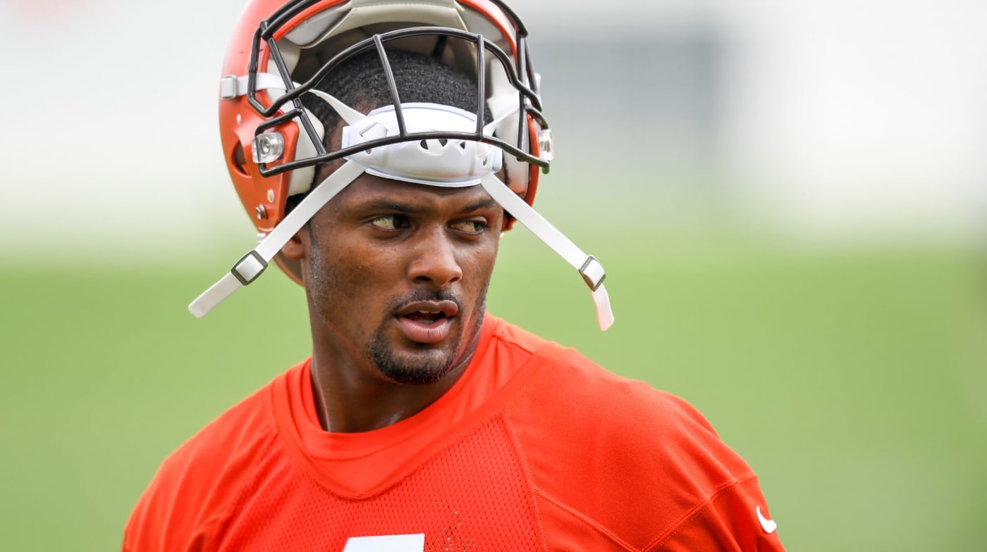 Deshaun Watson  looks on during the Cleveland Browns offseason workout