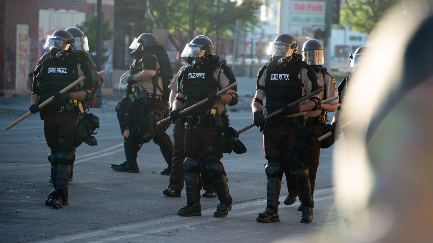 Police at protests in Minneapolis.