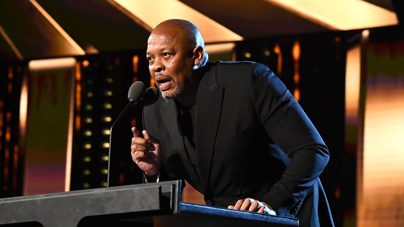 Dr. Dre speaks onstage during the 36th Annual Rock & Roll Hall Of Fame