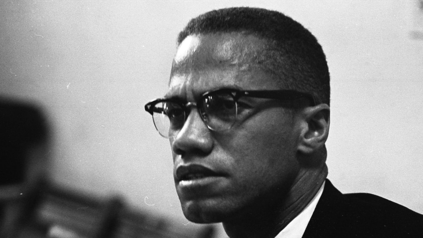 Close up photo of Malcolm X.