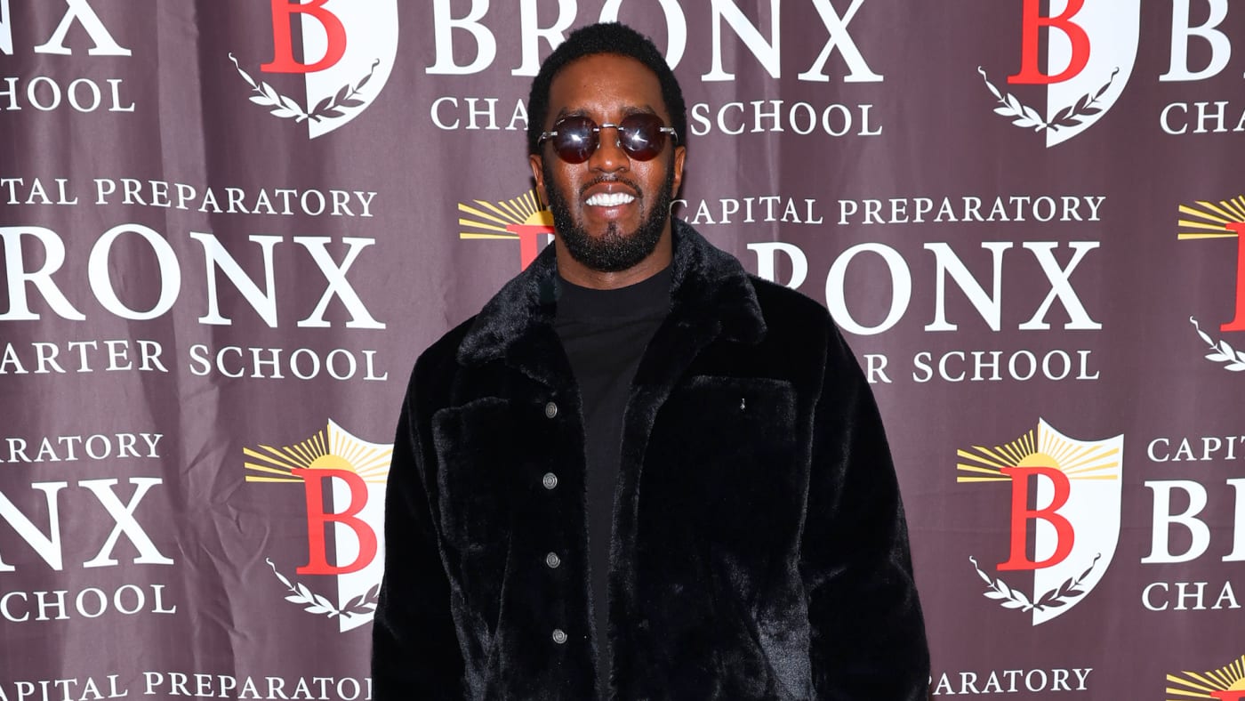 Diddy photographed at Bronx school