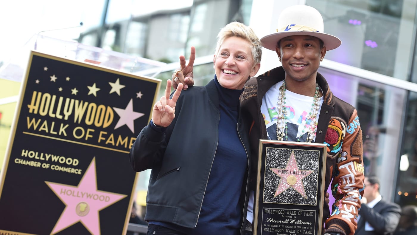 TV host Ellen Degeneres and singer songwriter Pharrell Williams