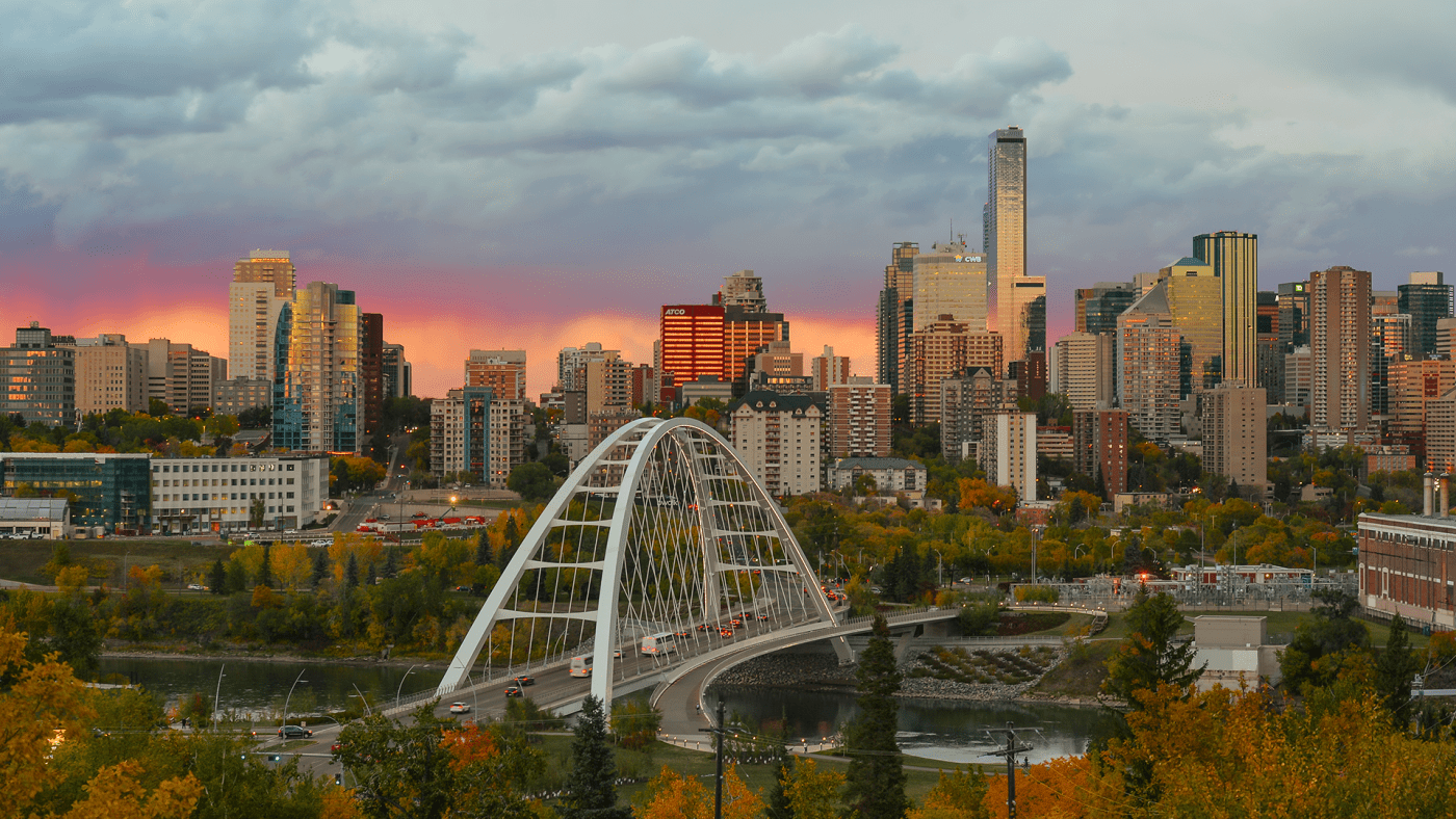 Photo of Edmonton, Alberta during sunset.