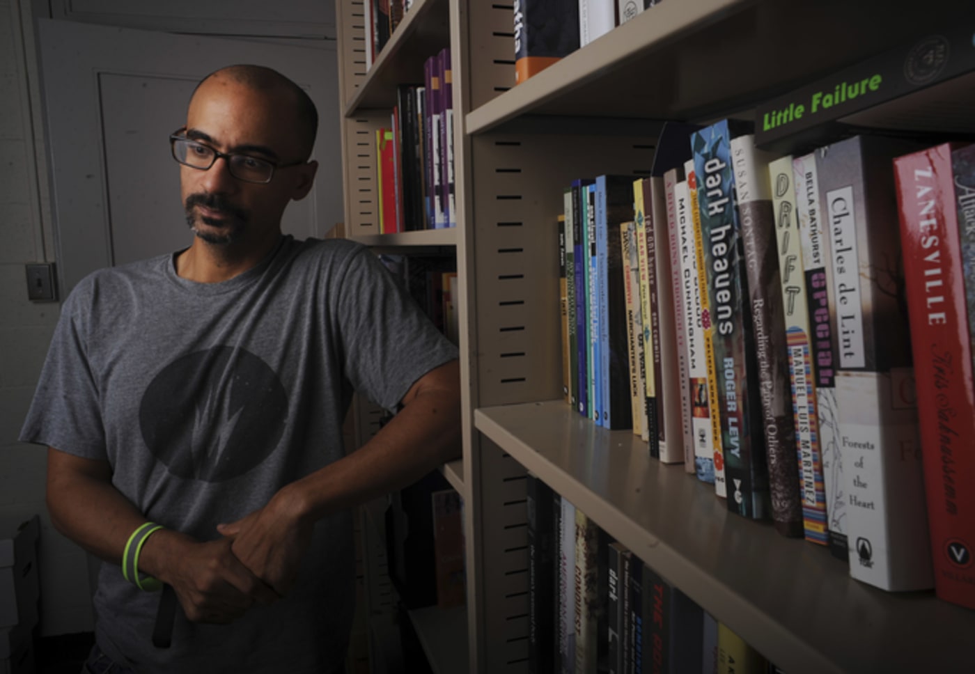 Junot Diaz was photographed at his MIT office