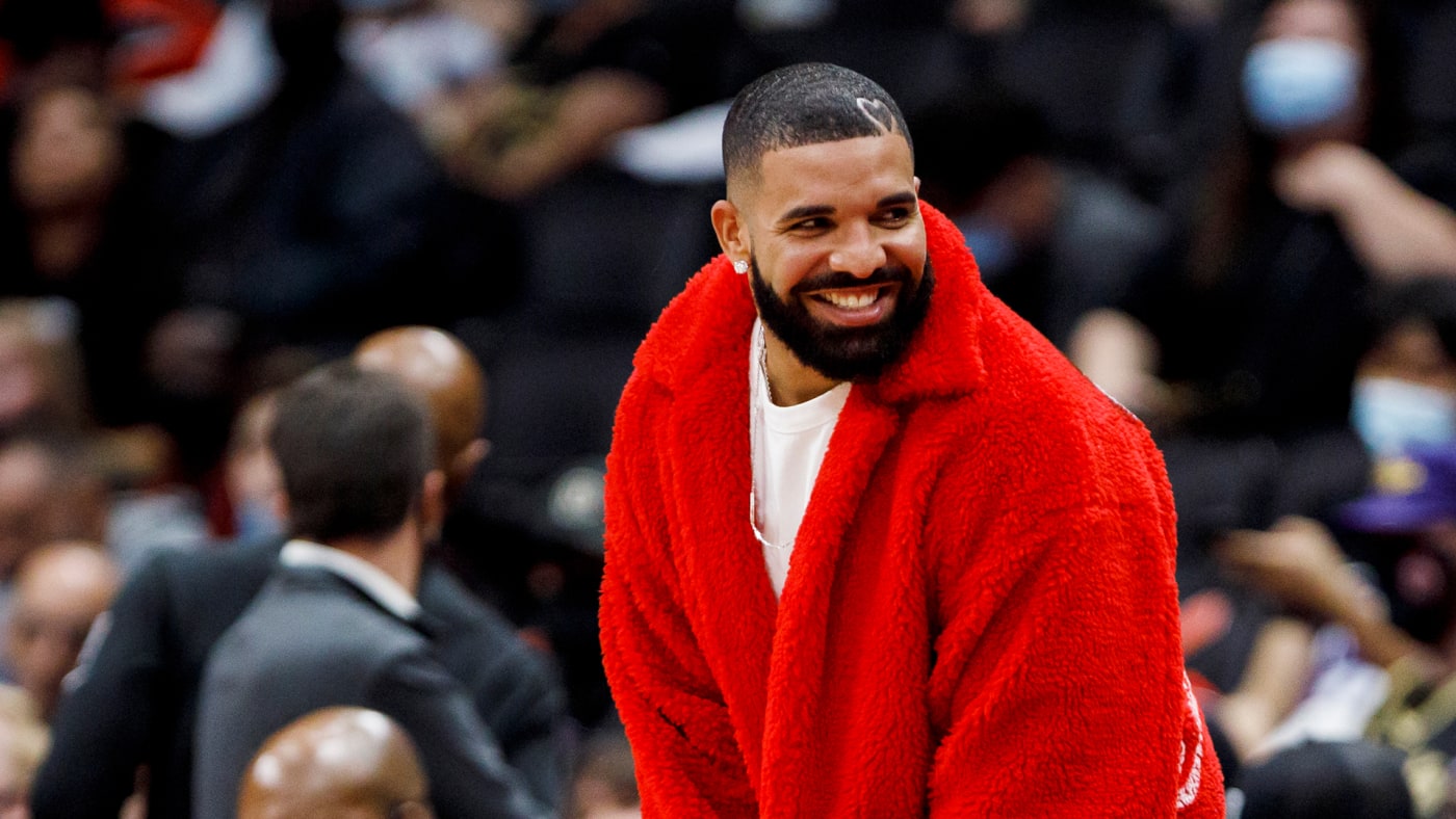 Drake attends a preseason NBA game between the Toronto Raptors and the Houston Rockets