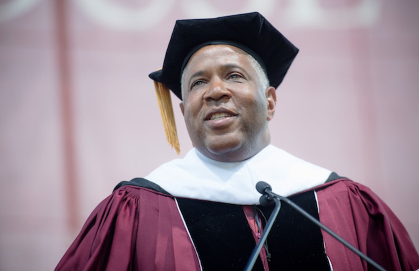 Robert F. Smith gives the commencement address during the Morehouse College 135th Commencement.