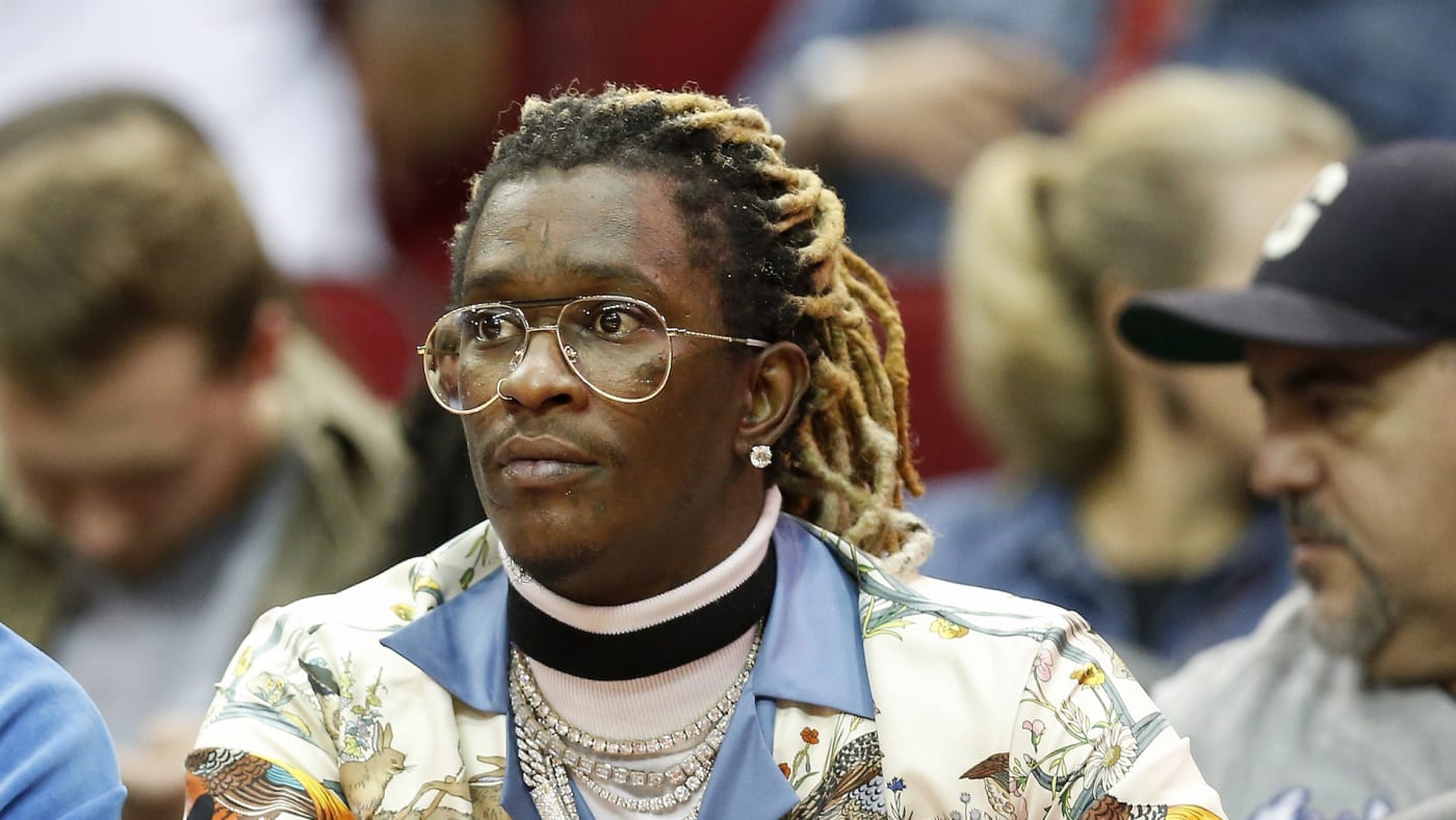 Young Thug attends the game between the Houston Rockets and the Philadelphia 76ers