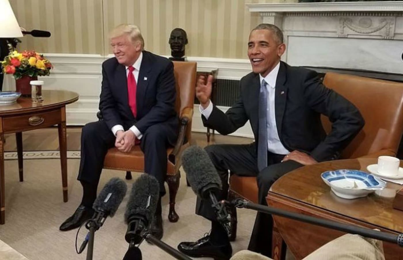 Barack Obama and Donald Trump at White House