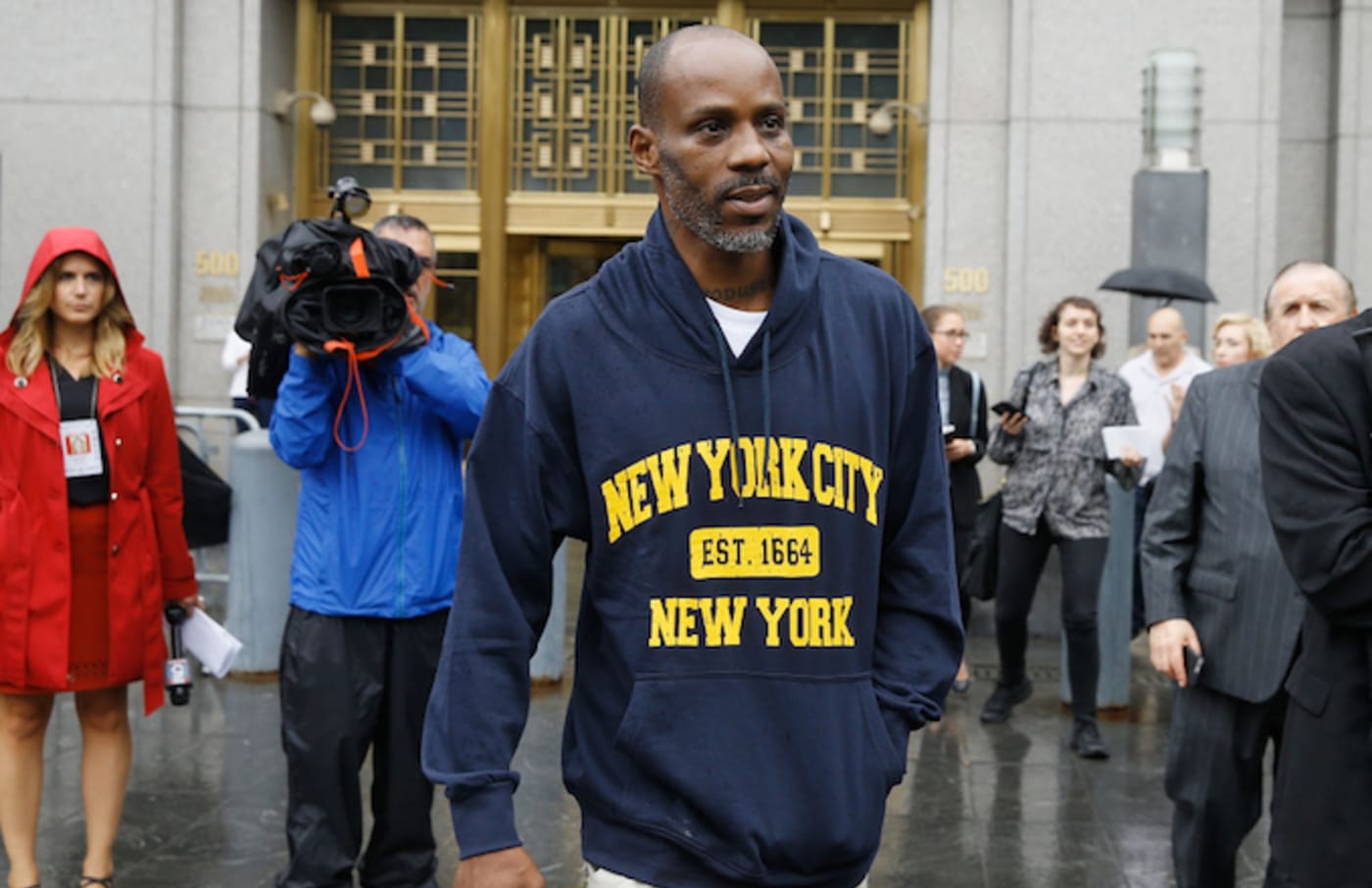 DMX leaving court in New York City after being arraigned of tax fraud charges.