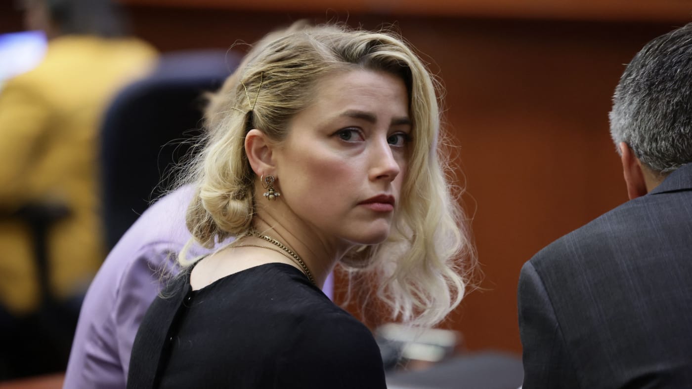 Amber Heard in court during Johnny Depp defamation case.