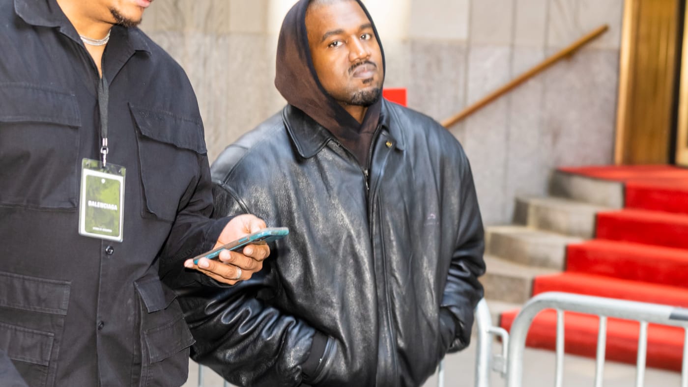 Ye West is pictured walking outside