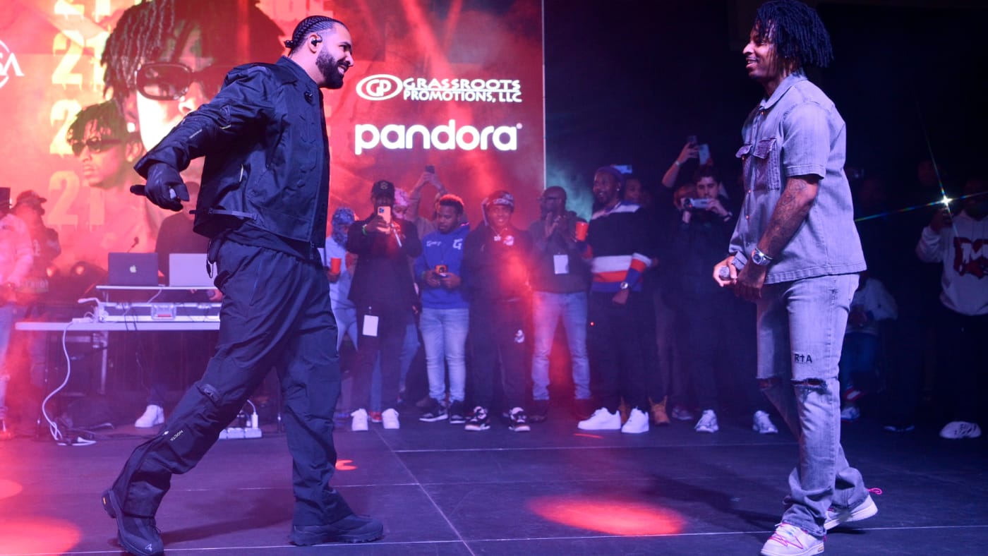 Drake and 21 Savage are seen performing live together