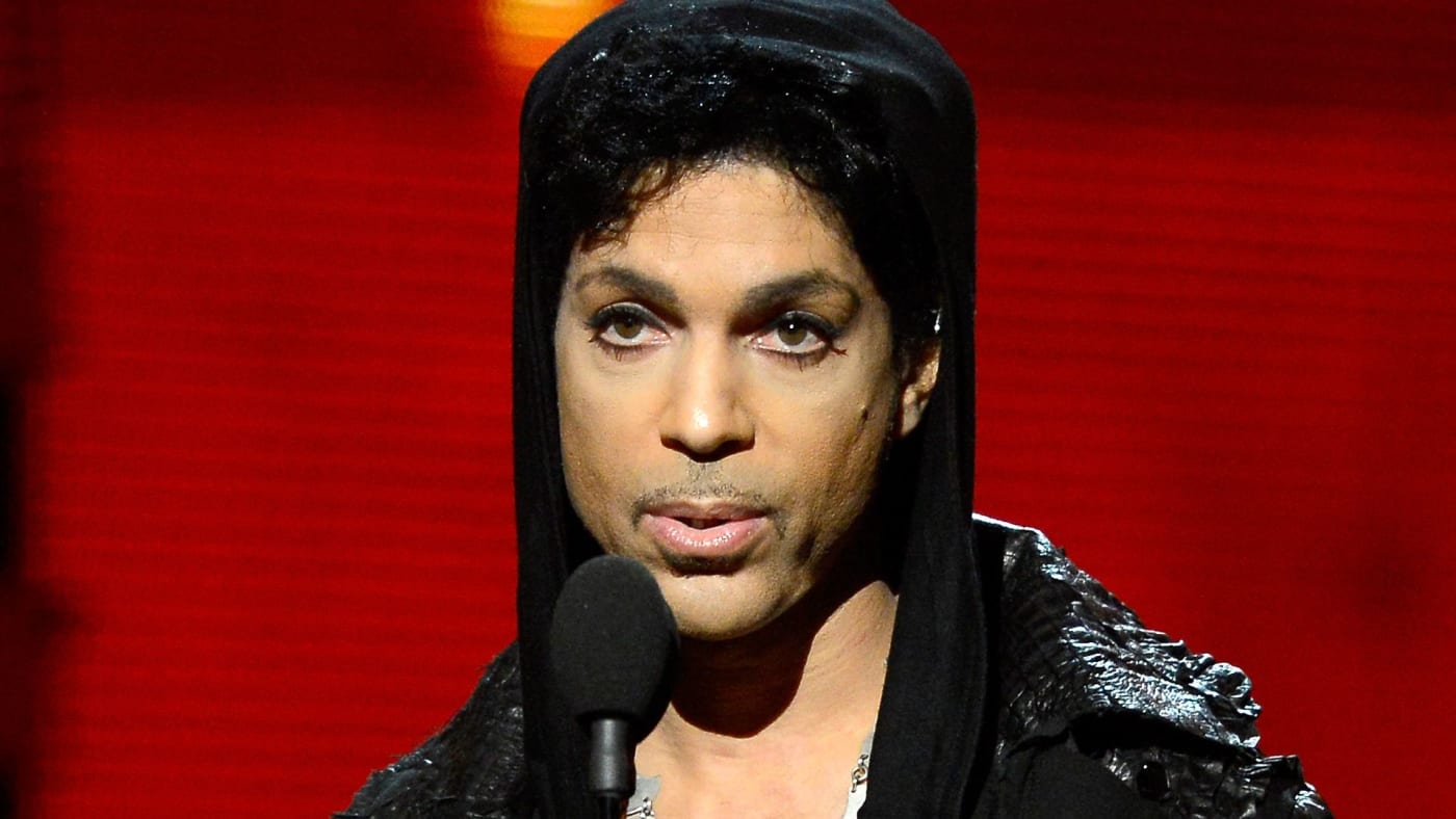 Prince speaks onstage during the 55th Annual GRAMMY Awards
