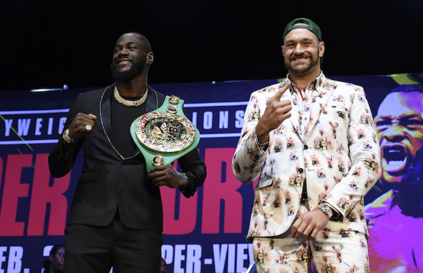 Deontay Wilder and Tyson Fury get together during a news conference at The Novo Theater.