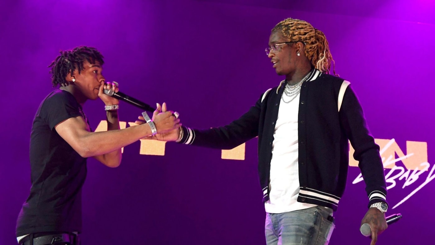 Young Thug and Lil Baby on stage.