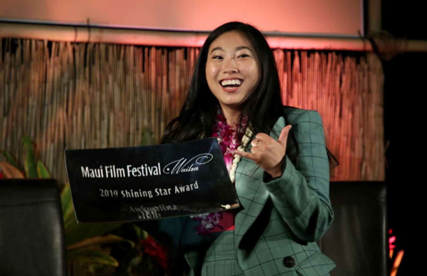Awkwafina receives the 'Shining Star Award' at the Maui Film Festival.