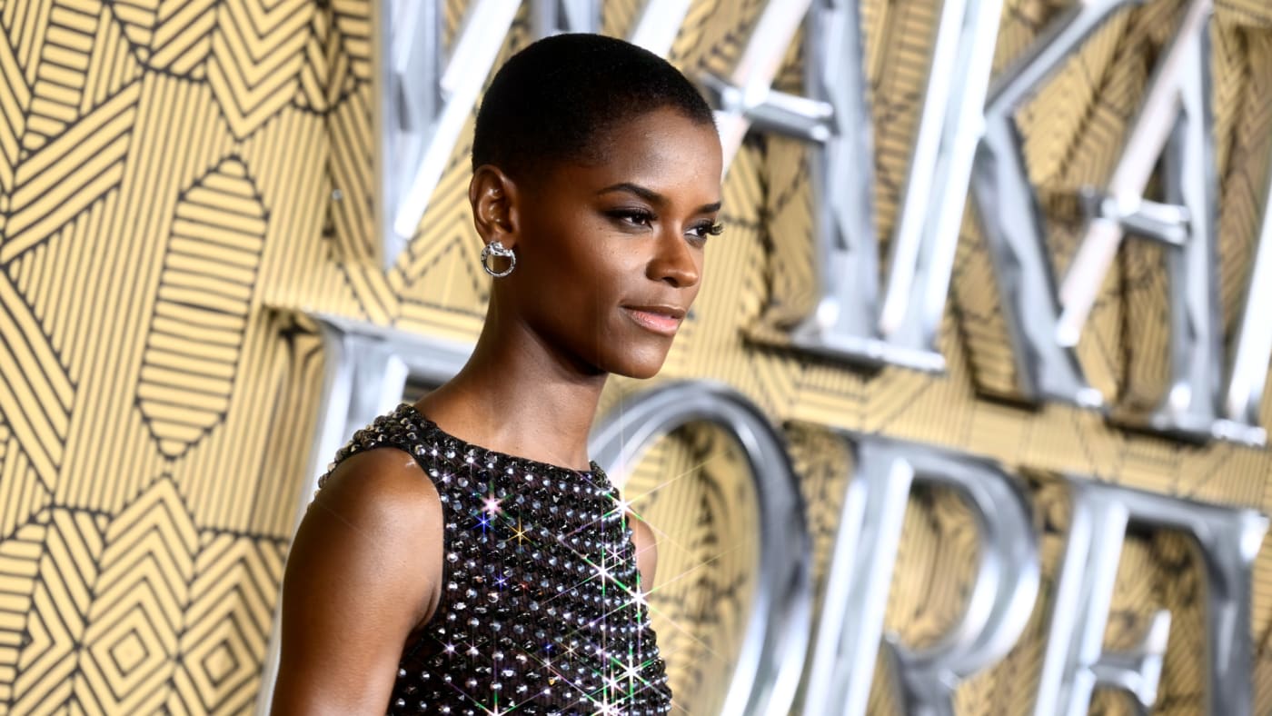 Letitia Wright is seen on the red carpet