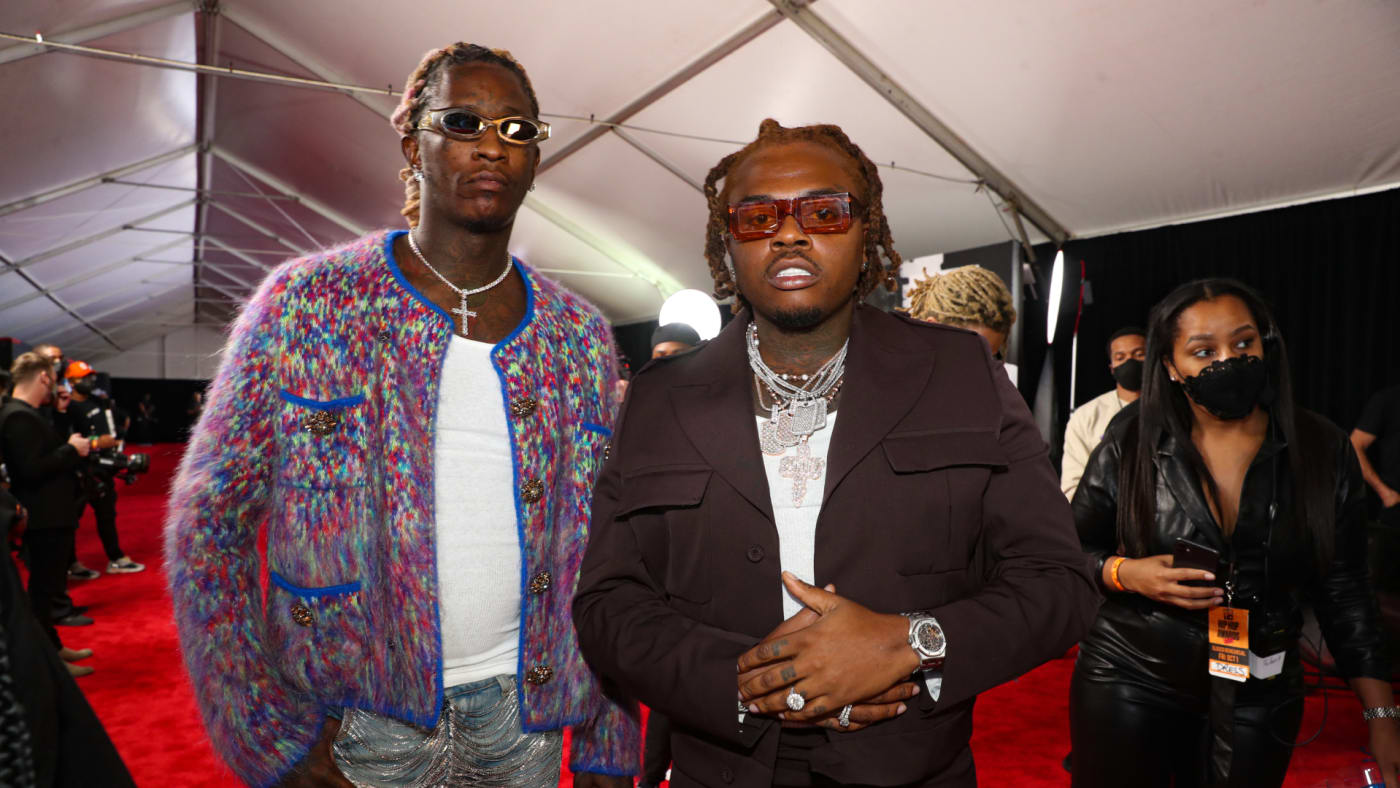 Young Thug and Gunna are pictured at an event