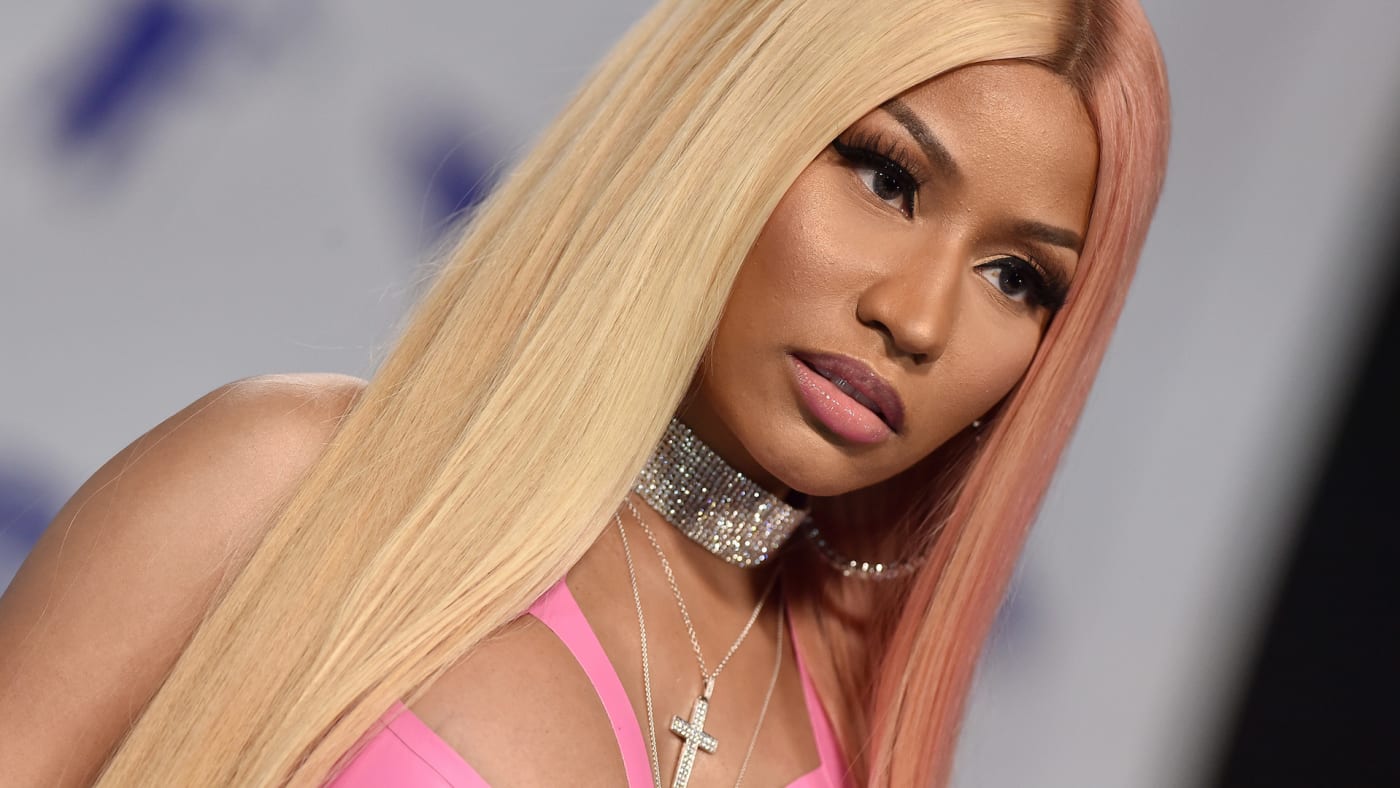 Nicki Minaj arrives at the 2017 MTV Video Music Awards.