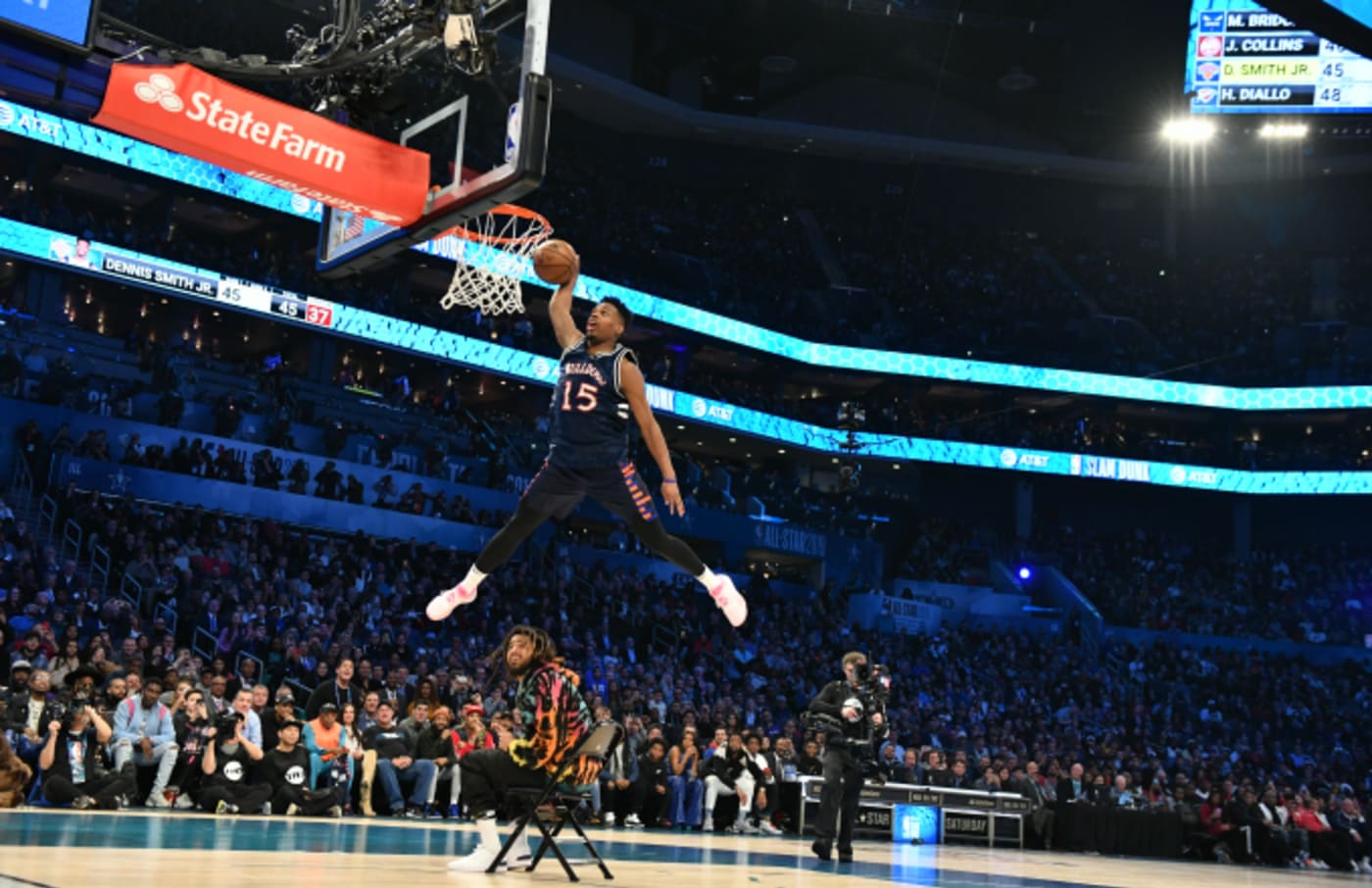 J Cole Popped Up In The Dunk Contest To Assist Dennis Smith Jr Complex