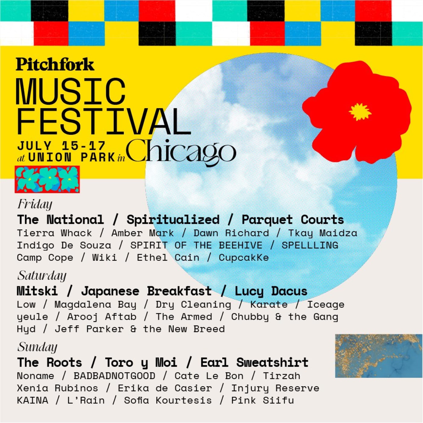 A flyer for the Pitchfork festival is shown