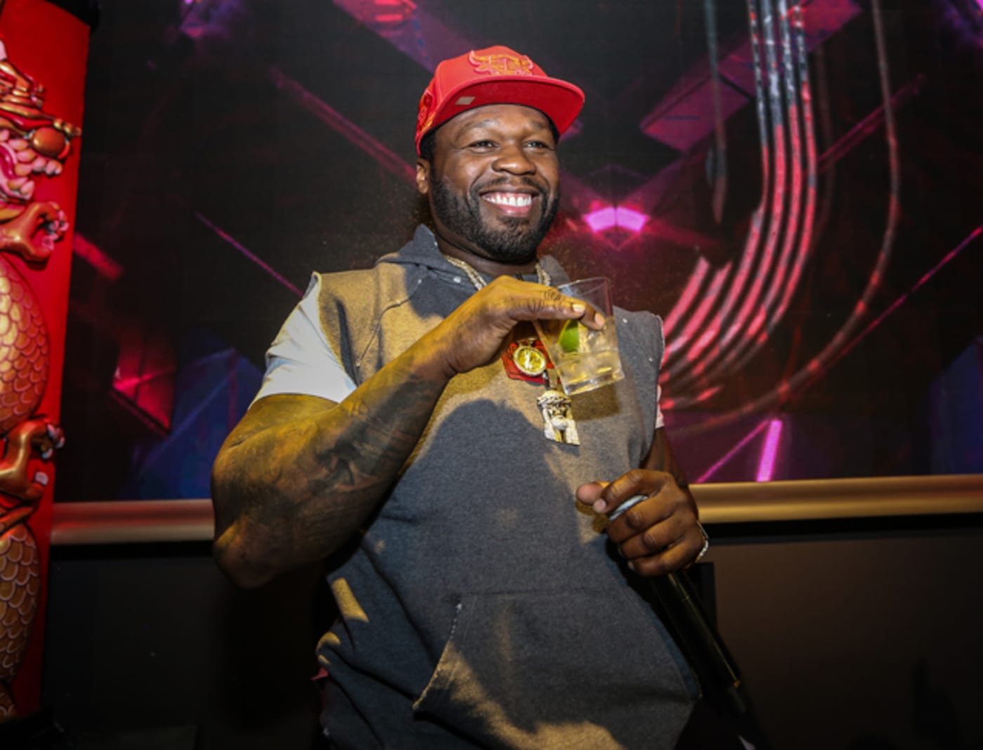 50 Cent performs at Ora Nightclub