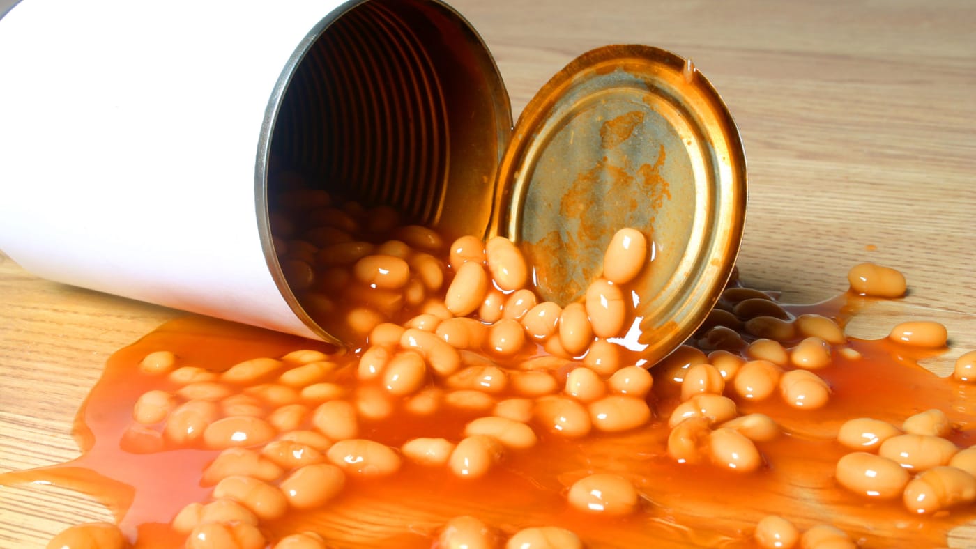 Spilled can of beans