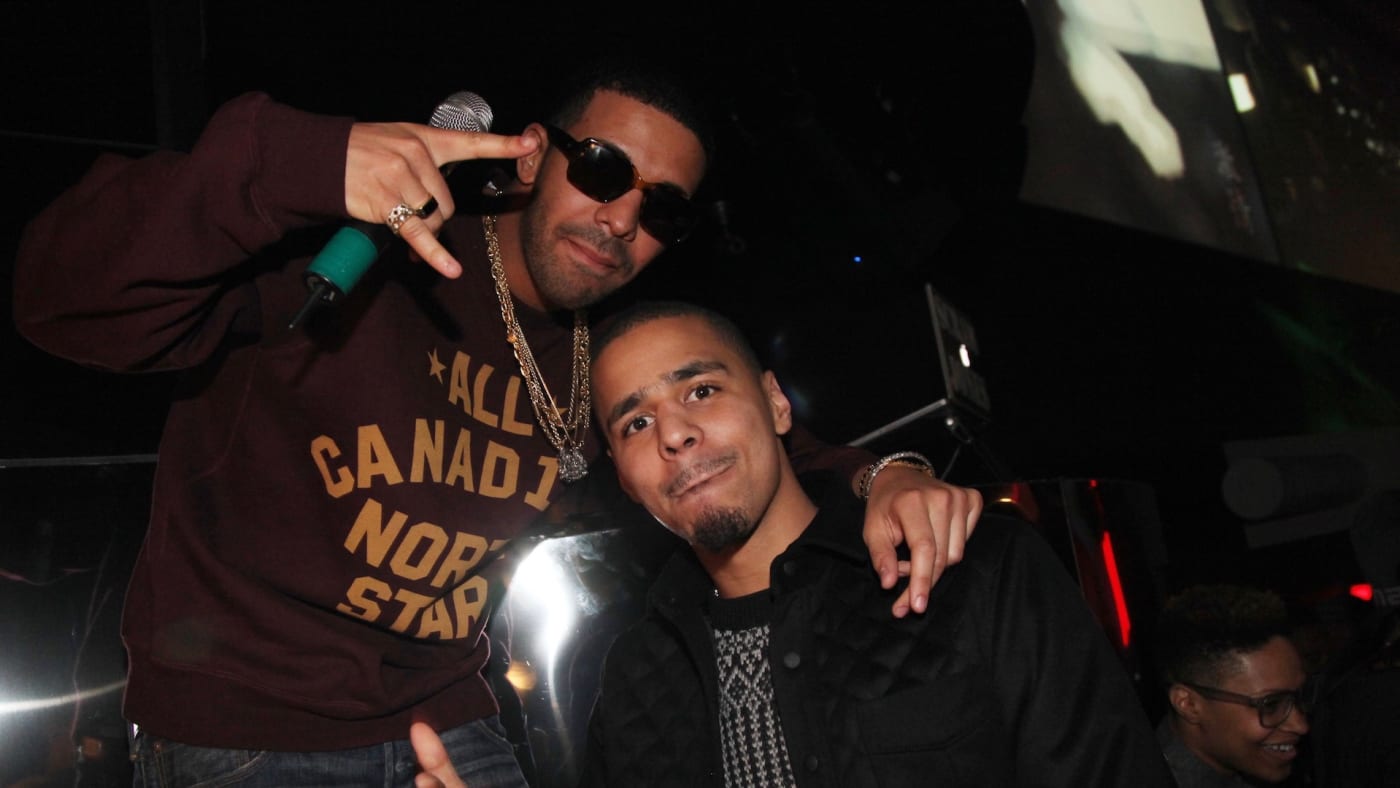 Rapper's Drake and J. Cole attend First Down Friday at Sensu