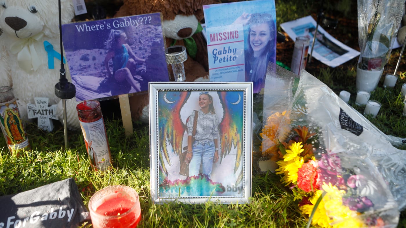 A makeshift memorial dedicated to Gabby Petito