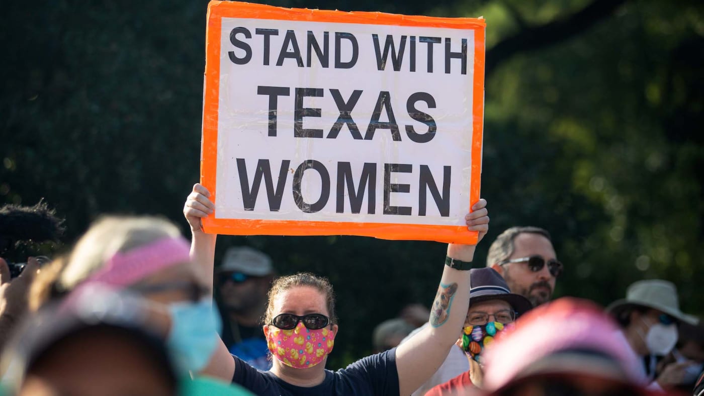 Photograph of a pro choice protest in Texas