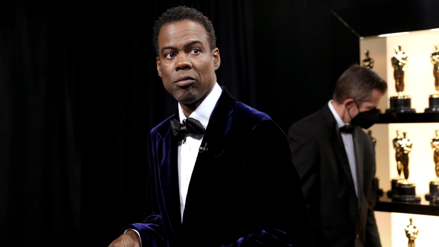 Chris Rock is seen backstage during the 2021 Academy Awards.
