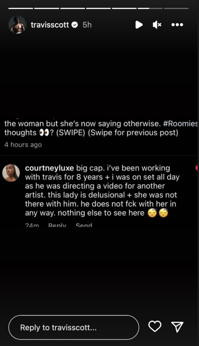 Screenshot of Travis Scott Instagram