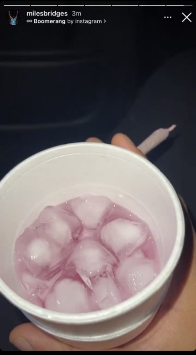 miles bridges instagram stories joint and pink drink