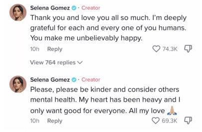 selena gomez tiktok comment