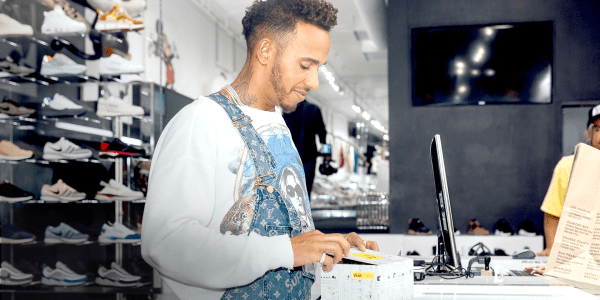 Lewis Hamilton Goes Sneaker Shopping Complex