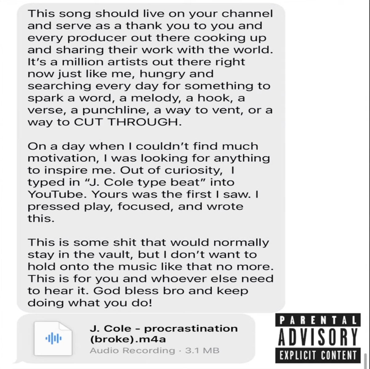 J. Cole sort la chanson “Procrastination (Broke)” enregistrée après une recherche sur YouTube