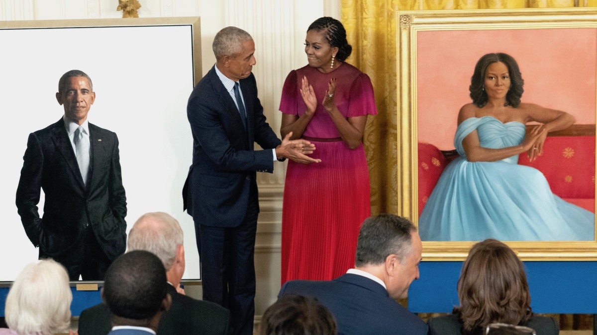 Barack And Michelle Obama Return To White House To Unveil Portraits Complex