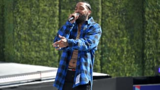 Nipsey Hussle is pictured performing