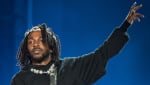 Kendrick Lamar is pictured performing at a music festival