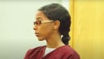 A woman is seen in court after being accused of murder