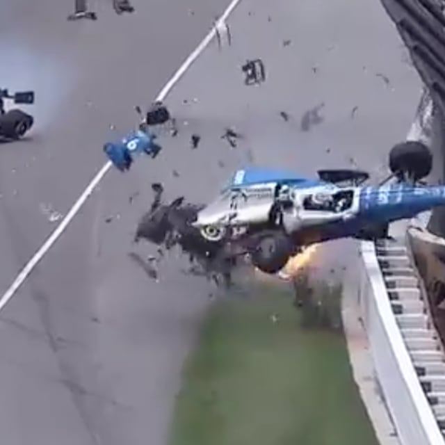 Watch These Two Drivers Survive an Insane Indy 500 Crash Complex