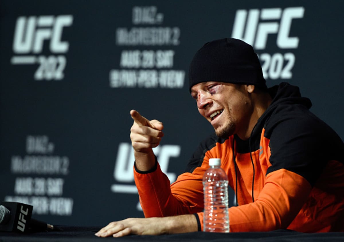 Watch Nate Diaz Vape Weed Oil at the UFC 202 Post-Match Press Conference | Complex1200 x 846