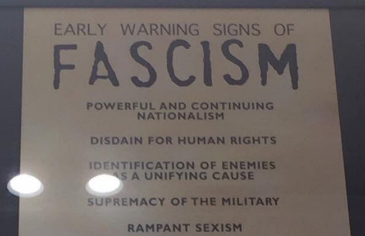 Holocaust Museum Poster Lists Signs of Fascism, Feels Terrifyingly